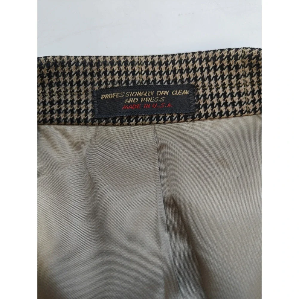 Mark Shale Mens Wool Sports Coat 42R Beige Houndstooth USA 2 Button Blazer B503